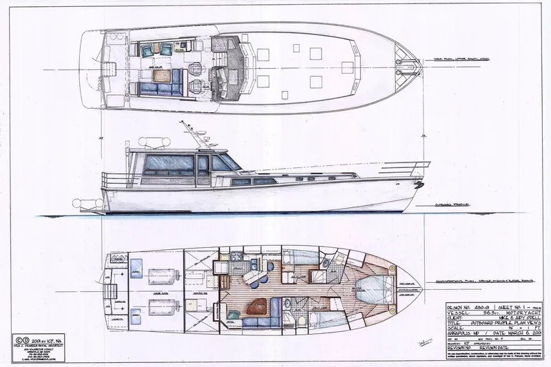 Slide: The Image of Blueprint of 2007 Pilot Cruiser Expedition yacht, showcasing detailed interior and exterior layouts. - 7