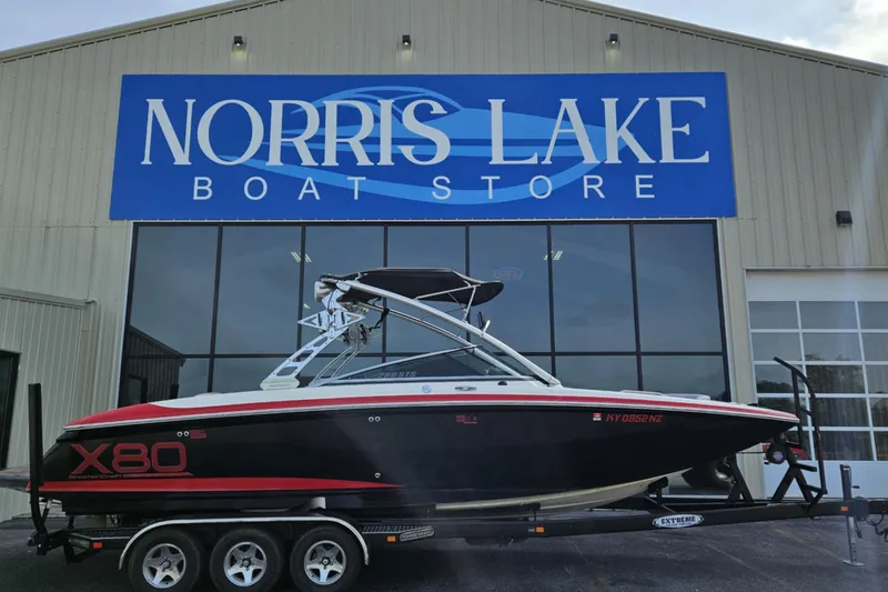 Slide: The Image of 2006 MasterCraft X-80 boat on trailer at Norris Lake Boat Store. - 1