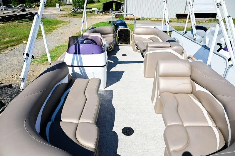 Slide: The Image of 2023 Aloha Pontoon 260 Tropical Series Sundeck with spacious seating and modern design. - 10