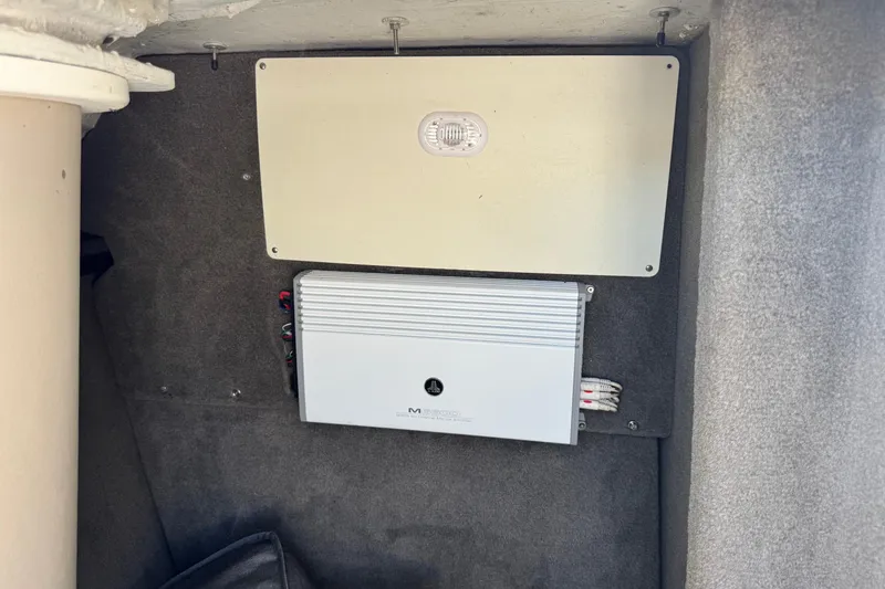 Slide: The Image of 2003 Cobalt 282 interior with mounted electronic equipment and wiring. - 15