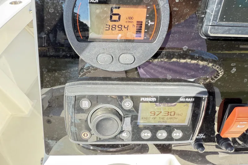 Slide: The Image of Boat radio equipment on Parker 2100 Special Edition, 2020 model, displaying channel 16. - 30