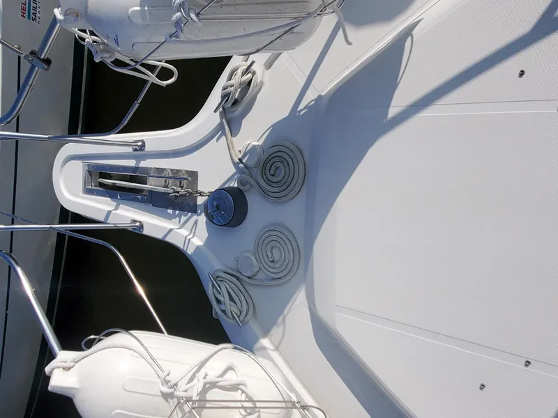 Slide: The Image of Deck view of 2000 Carver 356 Aft Cabin Motor Yacht with coiled ropes. - 11