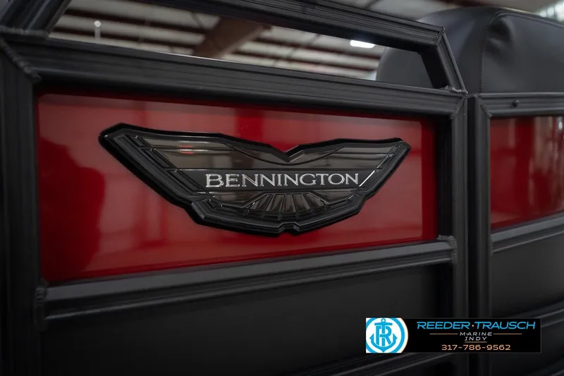 Slide: The Image of 2026 Bennington 24 MSB boat logo with Reeder-Trausch Marine contact details. - 51