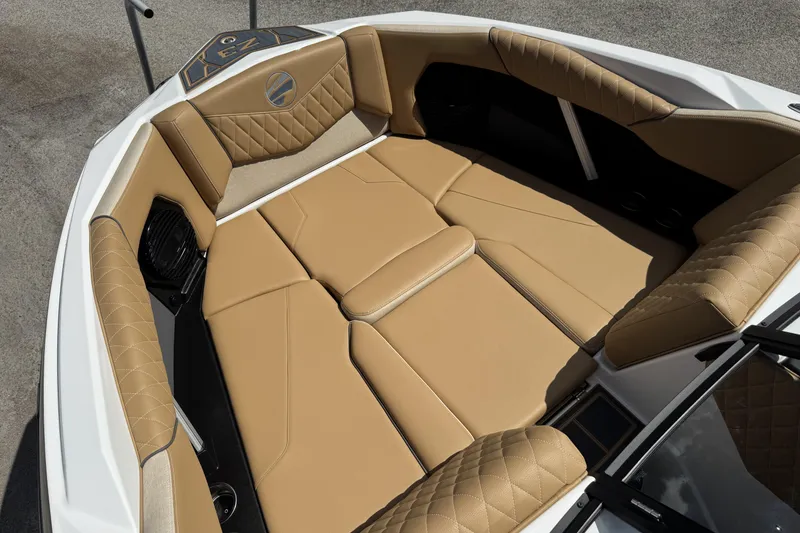 Slide: The Image of Luxurious interior of 2026 Tigé Z3 boat with tan leather seating. - 10