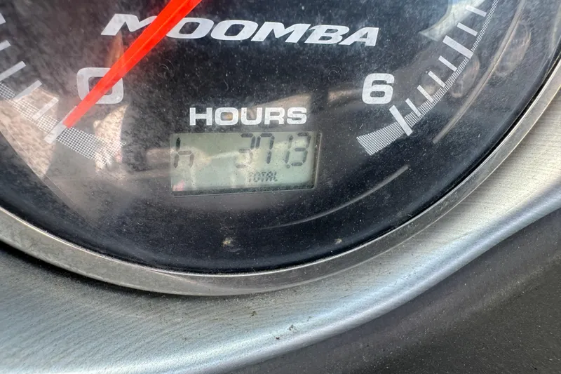 Slide: The Image of Close-up of a 2008 Moomba Mobius LS hour meter showing 371.8 hours. - 11