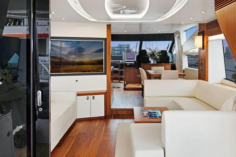 Slide: The Image of Luxurious interior of 2016 Sunseeker 75 Yacht with modern furnishings and elegant design. - 11