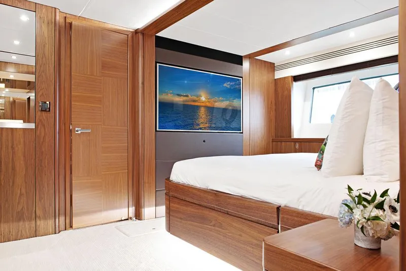 Slide: The Image of Luxurious interior of 2016 Sunseeker 75 Yacht with elegant wood finishes and ocean view. - 20