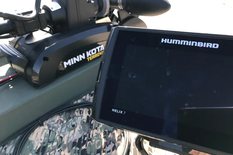 Slide: The Image of Minn Kota Terrova motor and Humminbird Helix 7 on Lowe Roughneck 1860SC boat. - 15