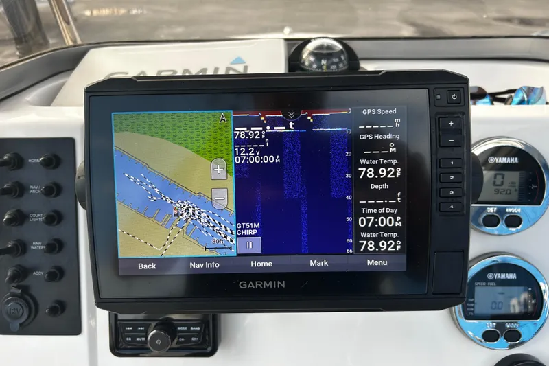 Slide: The Image of Garmin navigation display on 2018 Robalo R180 Center Console boat dashboard. - 15