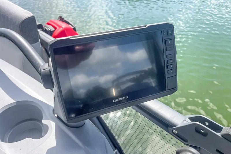 Slide: The Image of Garmin display on 2023 Sea-Doo Switch Cruise 21, overlooking water. - 8