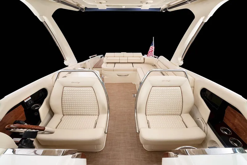 Slide: The Image of Manufacturer Provided Image: 2025 Chris-Craft Launch 31 GT luxury boat interior with plush seating and elegant design. - 12