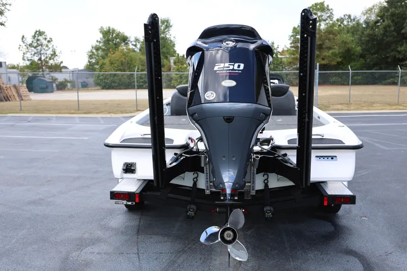 Slide: The Image of 2020 Caymas CX 20 PRO boat rear view with powerful outboard motor. - 2