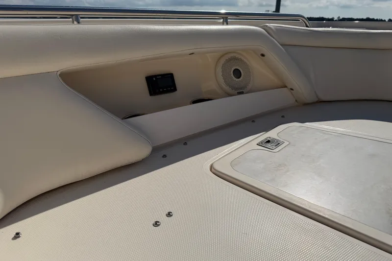 Slide: The Image of 2017 Grady-White Freedom 335 boat interior with speaker and control panel. - 13