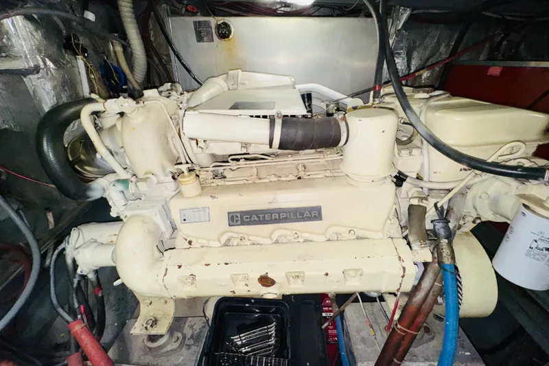 Slide: The Image of Engine room of 1986 Californian 48 Motor Yacht with Caterpillar engine. - 71