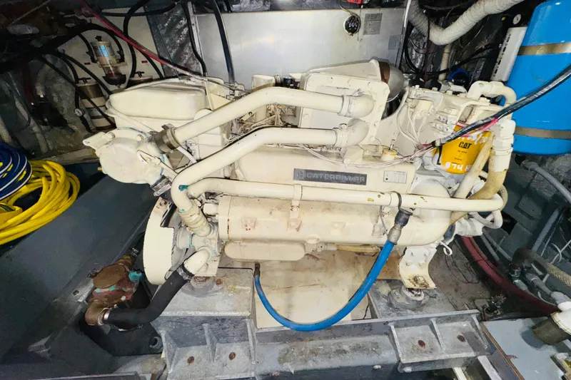 Slide: The Image of Engine room of 1986 Californian 48 Motor Yacht with Caterpillar engine. - 72