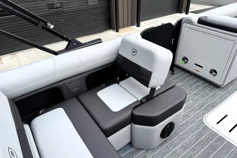 Slide: The Image of 2026 Premier 230 SOLARIS RS boat interior with modern seating and sleek design. - 18
