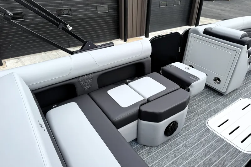 Slide: The Image of 2026 Premier 230 SOLARIS RS boat interior with sleek seating and modern design. - 19
