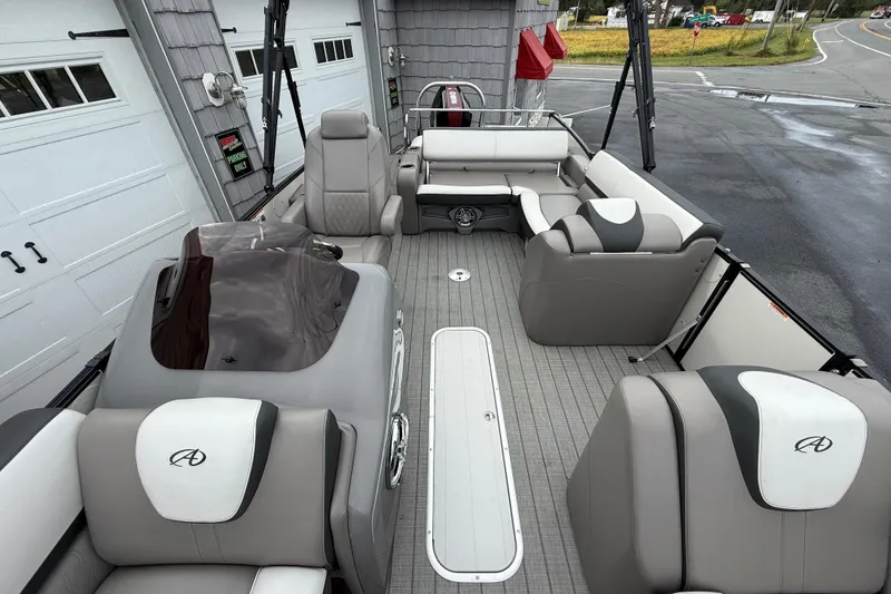 Slide: The Image of 2022 Avalon 2585 Catalina VRB Tri Toon boat interior with luxurious seating and modern design. - 17