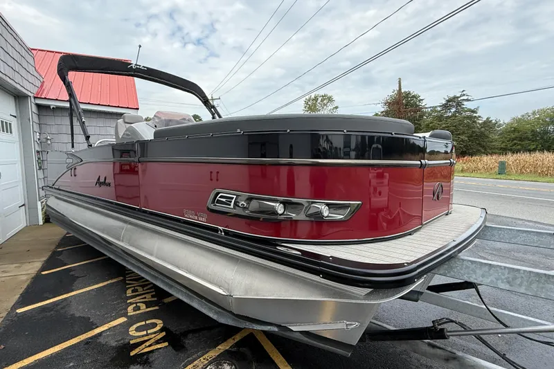 Slide: The Image of 2022 Avalon 2585 Catalina VRB Tri Toon with Mercury 250 V-8 Verado, red exterior. - 8