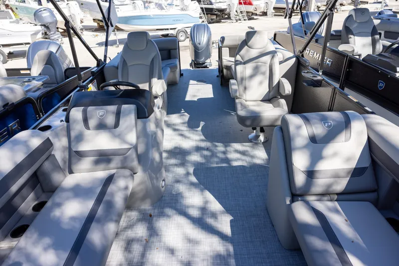 Slide: The Image of 2026 Premier 220 Sunscape RF boat interior with luxurious seating and modern design. - 13