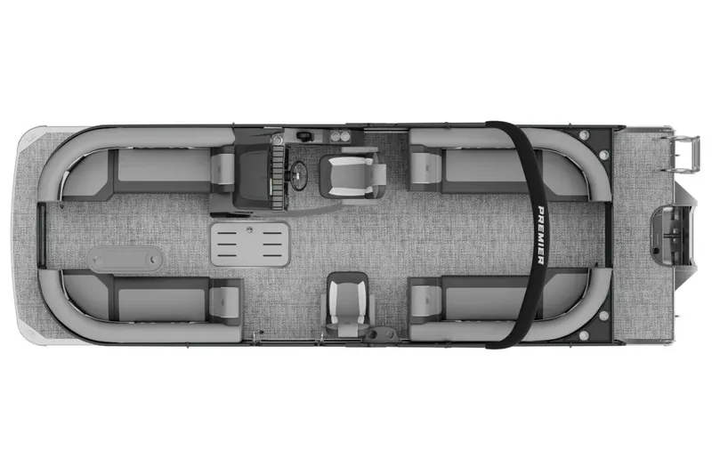 Slide: The Image of Top view of 2026 Premier 230 Solaris RF pontoon boat layout. - 12