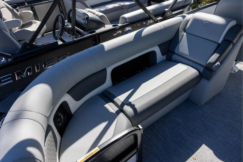 Slide: The Image of Luxurious seating on 2026 Premier 230 Solaris RF boat, featuring sleek design and comfortable upholstery. - 4