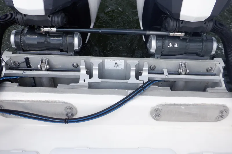 Slide: The Image of Close-up of Ocean Master 31 Center Console boat engine components, 1995 model. - 30