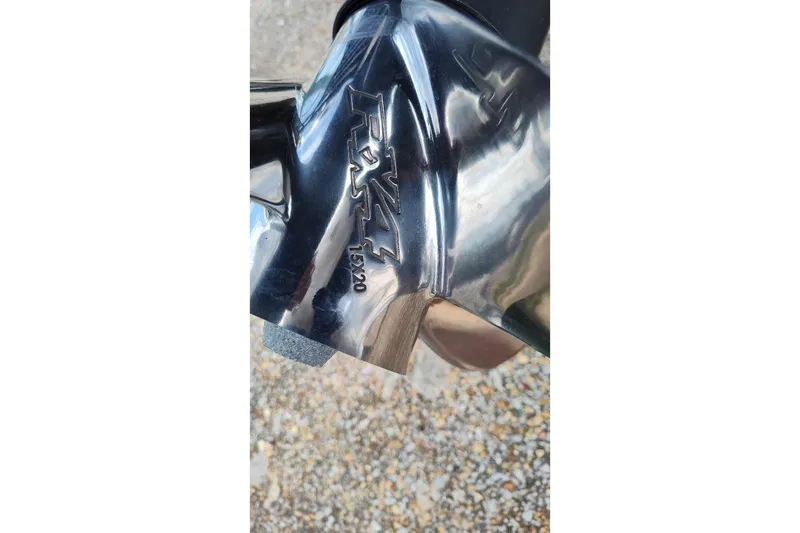 Slide: The Image of Close-up of a polished boat propeller, Ocean Master 31 Center Console, 1995 model. - 46