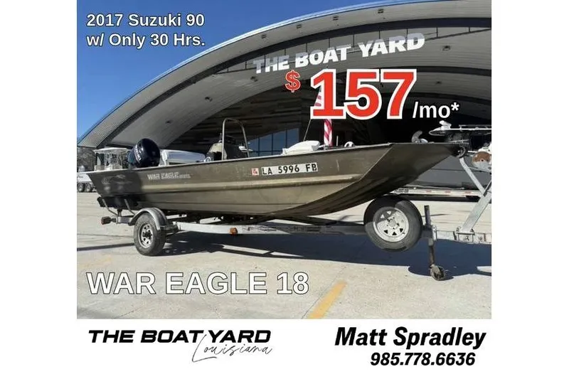 The Image of War Eagle 18ft CC boat, 2000 model, $157/month, Suzuki 90 engine, The Boat Yard. - 1