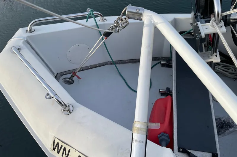 Slide: The Image of 1981 Cheer Men PT 38 Europa boat deck with railing and equipment. - 7