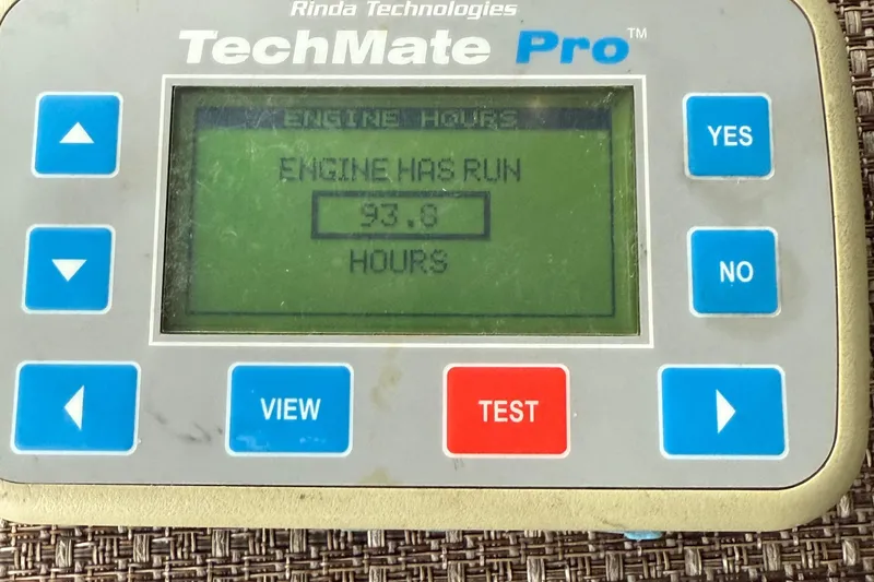 Slide: The Image of TechMate Pro engine hour meter showing 93.0 hours for 2017 Bentley Pontoons 223 Cruise. - 19