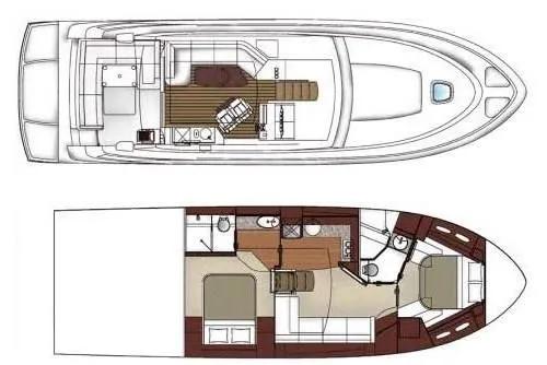 Slide: The Image of 2018 Sea Ray Sundancer 510 Signature yacht floor plan, top and lower deck layout. - 51