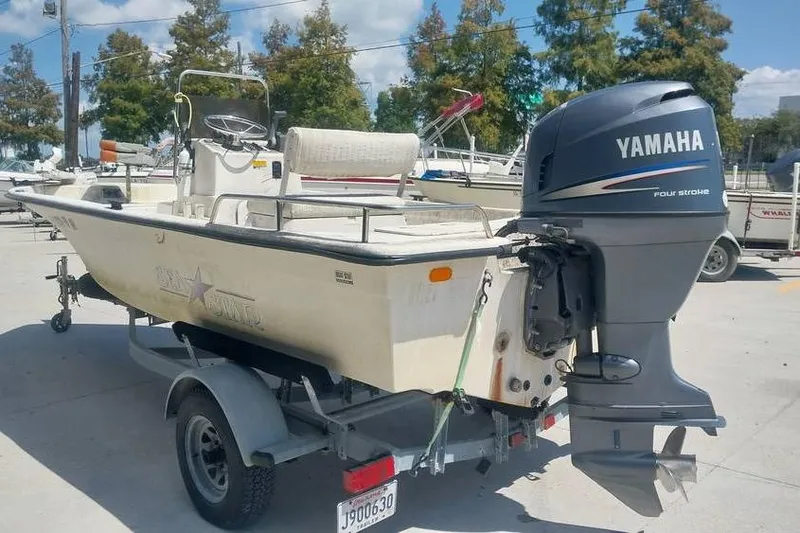 Slide: The Image of 2007 SeaStar 18cc boat with Yamaha outboard motor on trailer. - 3