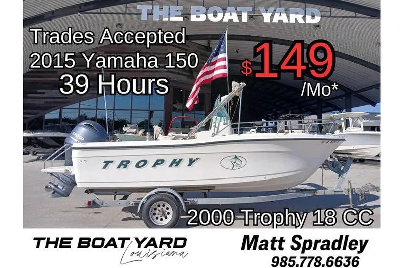 The Image of 2000 Trophy 1800 boat for sale, $149/month, trades accepted, 2015 Yamaha 150 engine. - 0