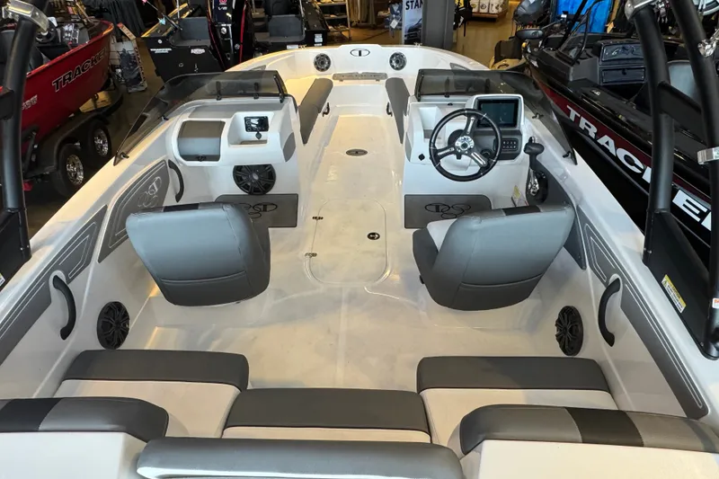 Slide: The Image of 2026 Tahoe T21 boat interior with modern seating and dashboard controls. - 5