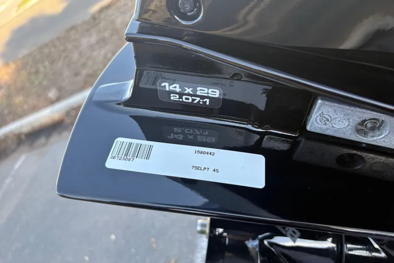 Slide: The Image of Close-up of a 2026 Sun Tracker Bass Buggy 18 DLX boat part with labels. - 29