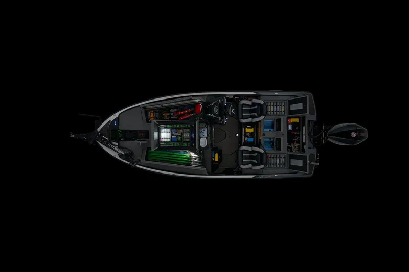 Slide: The Image of 2026 Nitro Z20 XL Pro boat interior with storage compartments and paddle. - 8