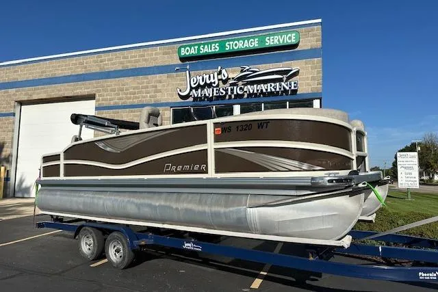 The Image of 2019 Premier 220 Gemini pontoon boat on trailer at Jerry's Majestic Marine. - 0