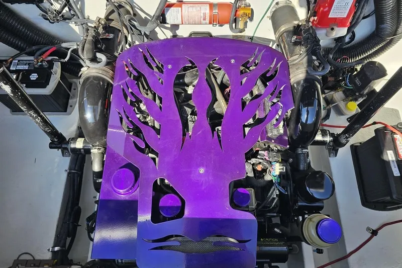 Slide: The Image of 2005 Baja 25 Outlaw engine with custom purple flame cover. - 95