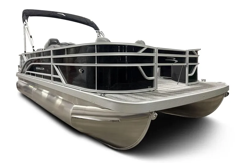 Slide: The Image of 2025 Bennington 20 S Fishing pontoon boat with sleek design and modern features. - 1