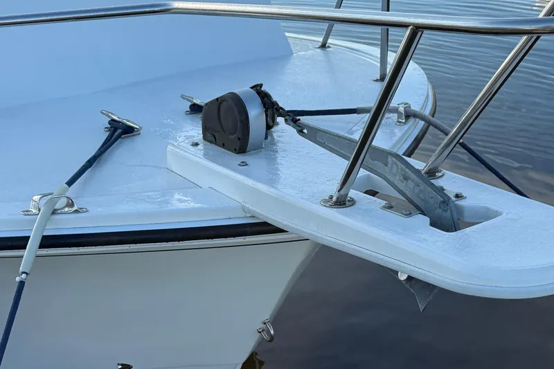 Slide: The Image of 2014 Steiger Craft 26' Miami boat anchor and railing detail. - 6
