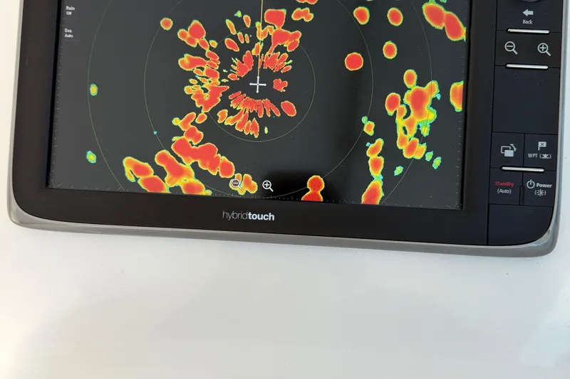 Slide: The Image of Radar display on 2014 Steiger Craft 26' Miami boat, showing colorful weather patterns. - 8