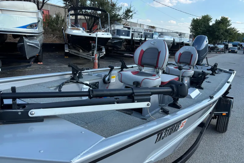 Slide: The Image of Close-up of Edge 45 trolling motor control on 2017 G3 Eagle 170 PFX boat. - 16