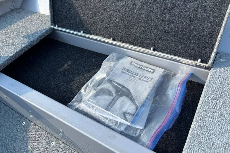 Slide: The Image of 2017 G3 Eagle 170 PFX boat deck with textured surface and logo plate. - 24