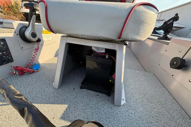 Slide: The Image of 2017 G3 Eagle 170 PFX boat interior with seat and battery compartment. - 44