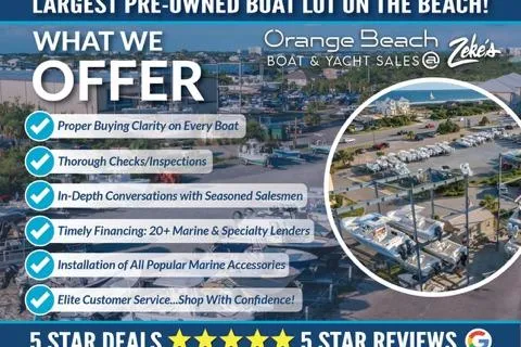 Slide: The Image of Orange Beach boat sales offer inspections, financing, and accessories. Blue Wave 2400 PureBay 2020 featured. - 9