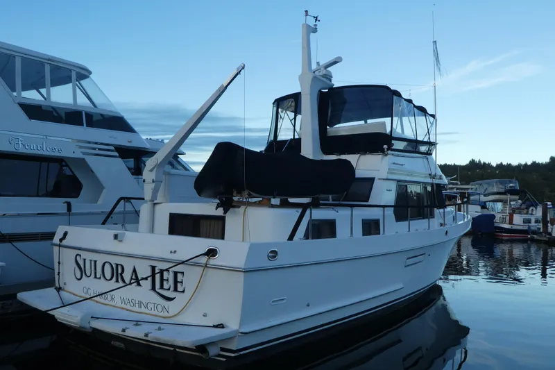 The Image of 1992 Ocean Alexander 456 Classicco yacht docked at marina, Gig Harbor, Washington. - 0