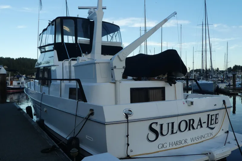 Slide: The Image of Ocean Alexander 456 Classicco yacht docked at Gig Harbor, Washington, 1992 model. - 5