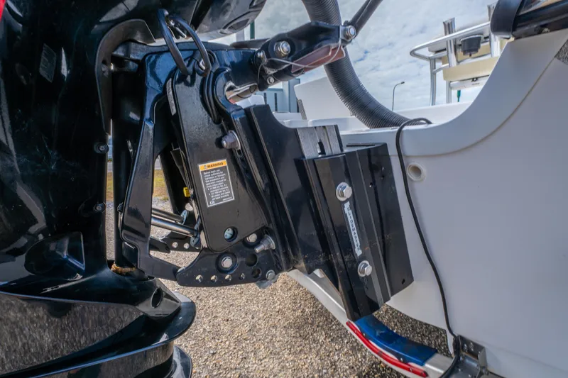 Slide: The Image of 2021 Blazer Bay 2200 boat engine mount detail, showcasing mechanical components. - 26