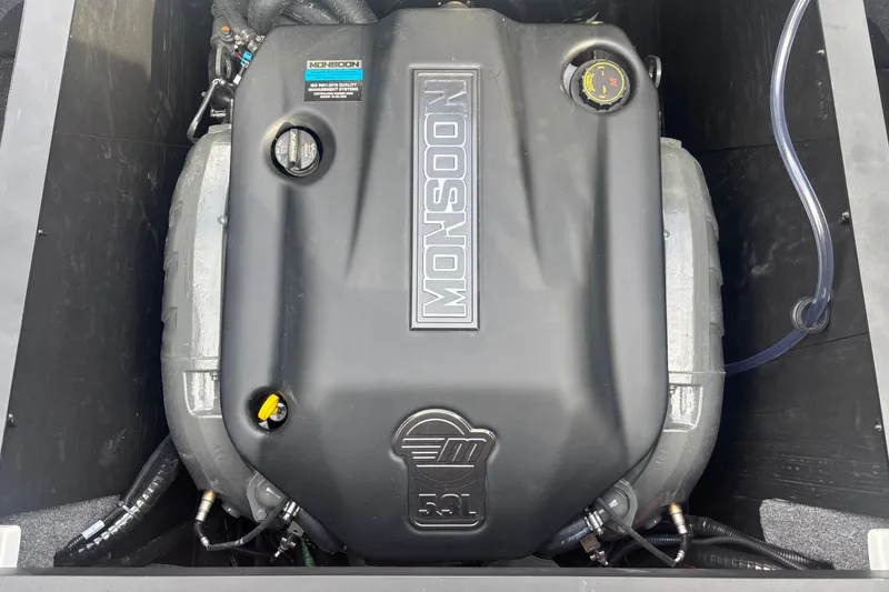 Slide: The Image of Engine of 2026 Malibu Wakesetter 21 LX boat, featuring Monsoon 5.3L. - 3